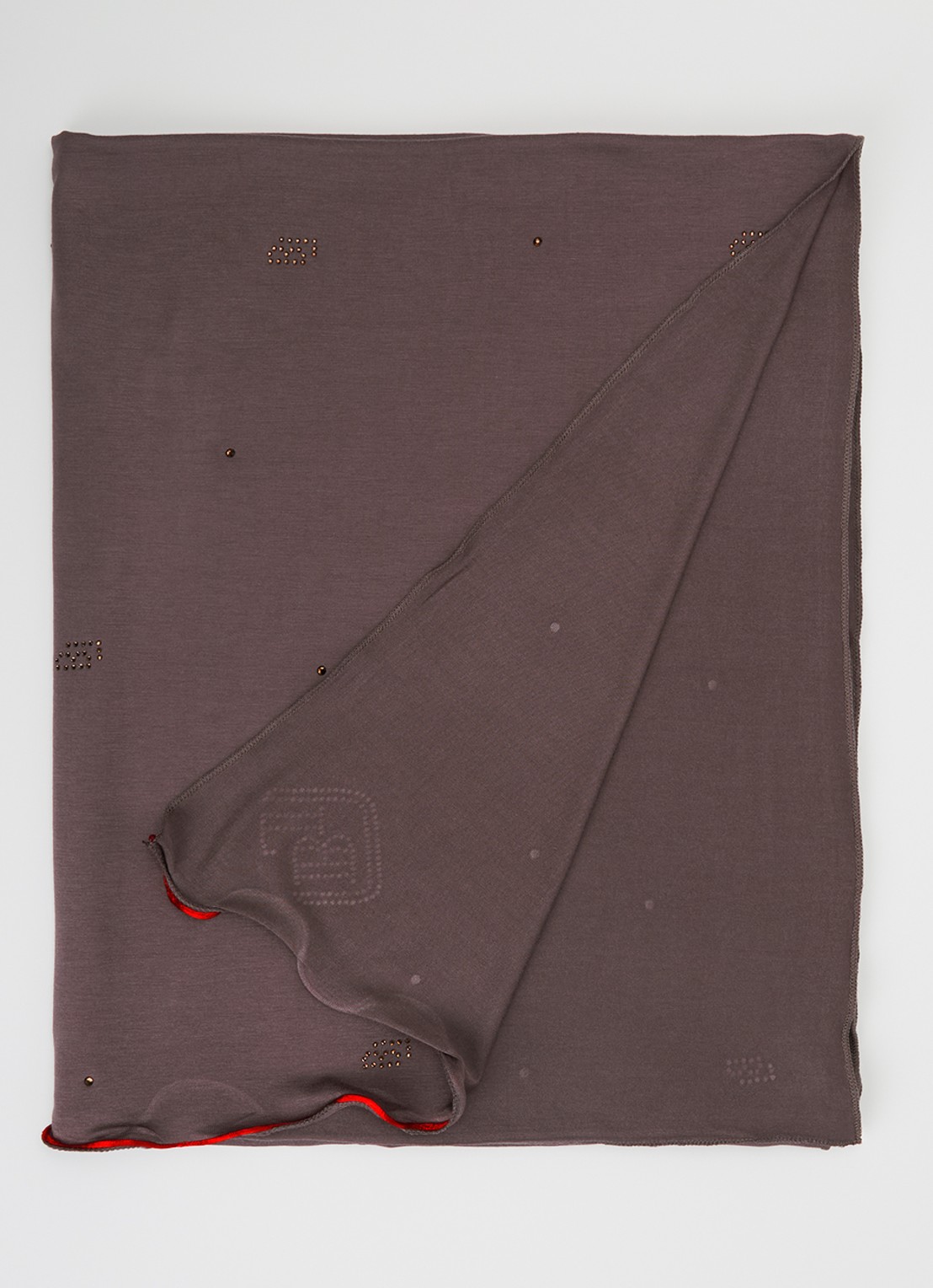 BYLIMA Initials sjaal met strass 190 x 60 cm - voorkant taupe / taupe