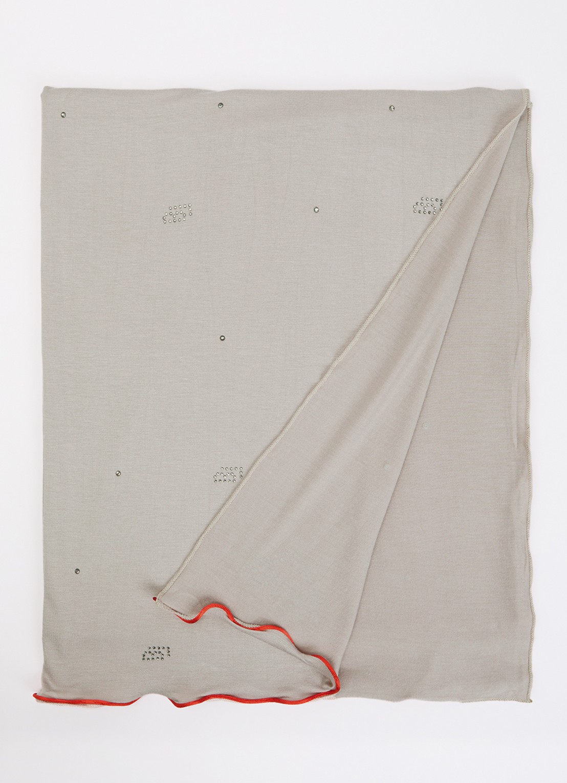 BYLIMA Initials sjaal met strass 190 x 60 cm - voorkant warm beige / beige