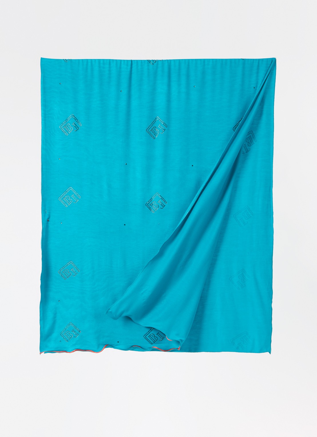 BYLIMA Monostamp sjaal met logo 180 x 75 cm - detail 2 turquoise