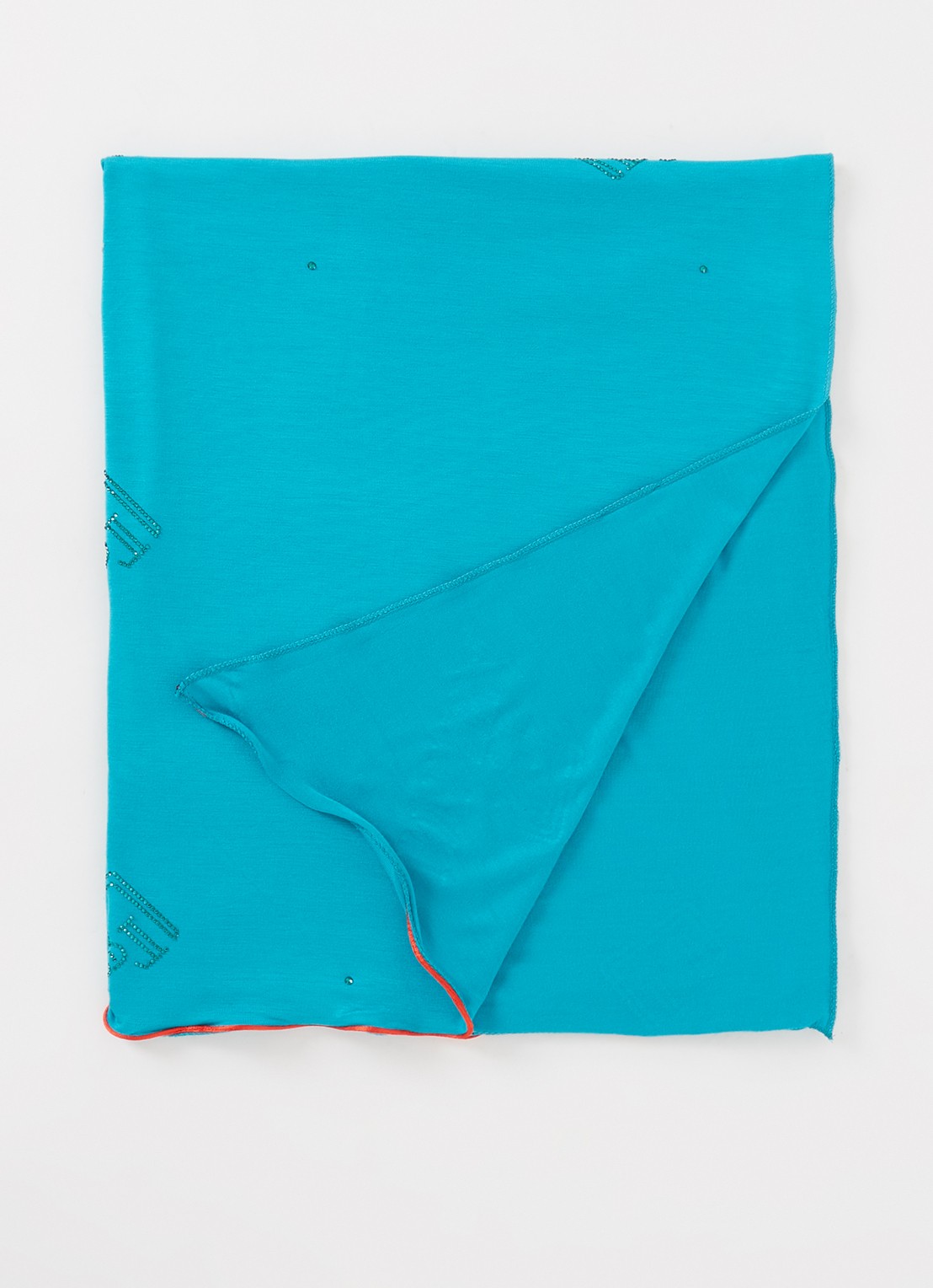 BYLIMA Monostamp sjaal met logo 180 x 75 cm - voorkant turquoise