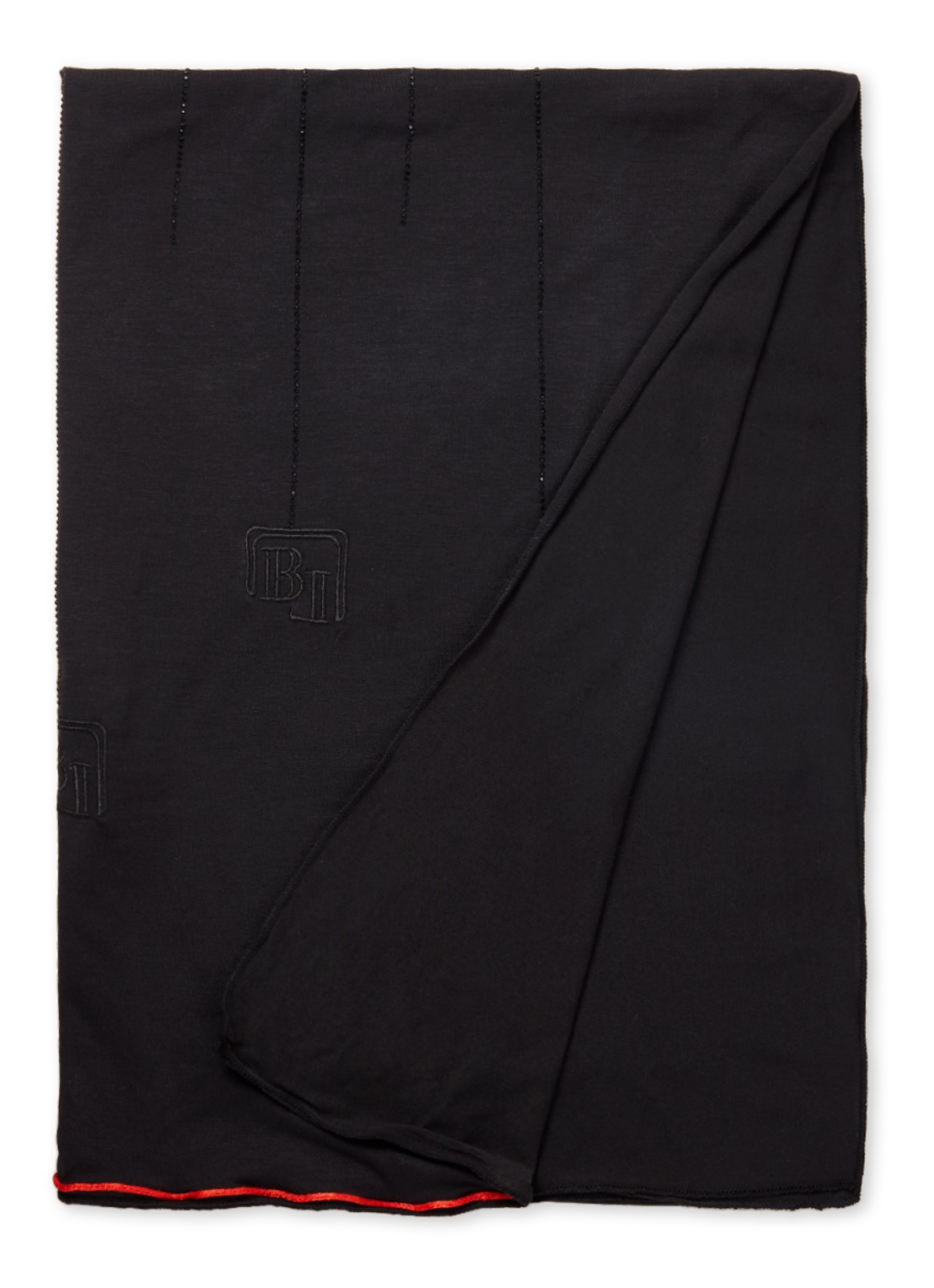 BYLIMA Ricamo Logo sjaal met strass 200 x 75 cm - voorkant black black / zwart