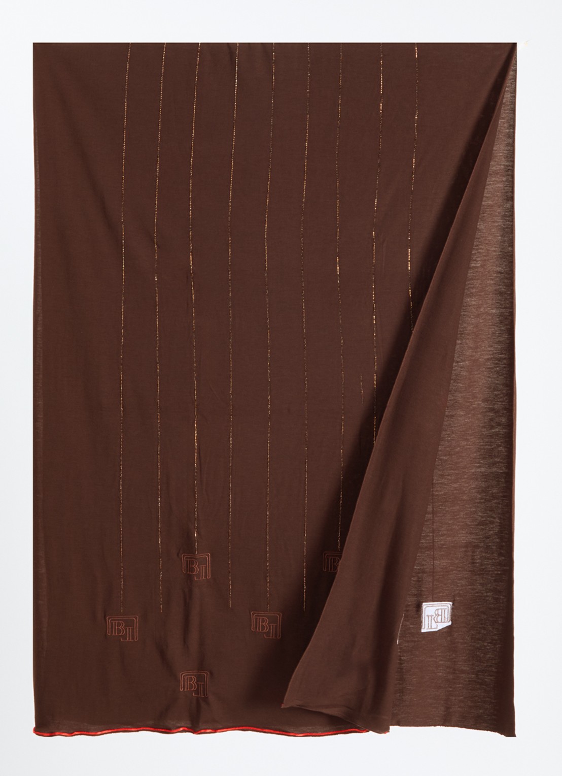 BYLIMA Ricamo sjaal met  logoborduring en strass 75 x 200 cm - detail 2 donkerbruin