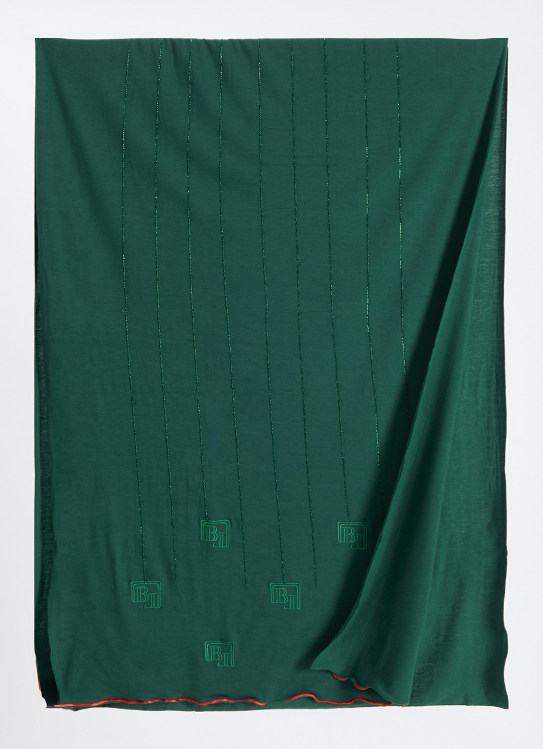 BYLIMA Ricamo sjaal met  logoborduring en strass 75 x 200 cm - detail 2 groen