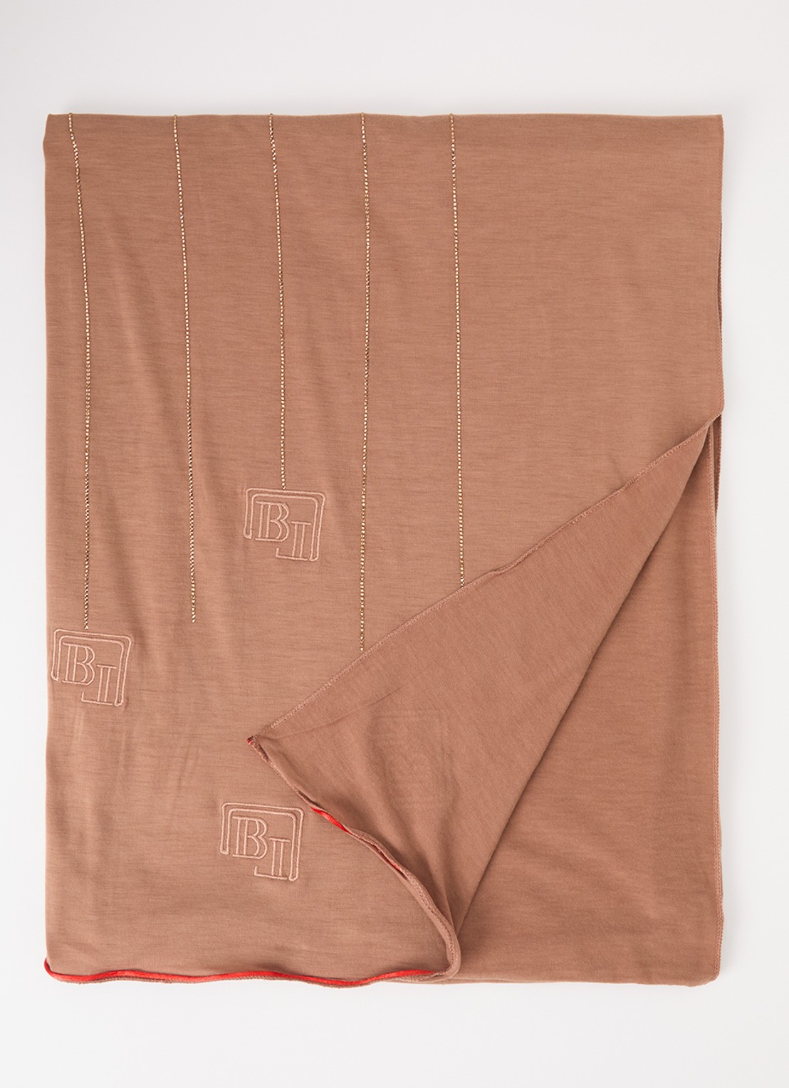 BYLIMA Ricamo sjaal met strass 200 x 75 cm - voorkant 3 camel