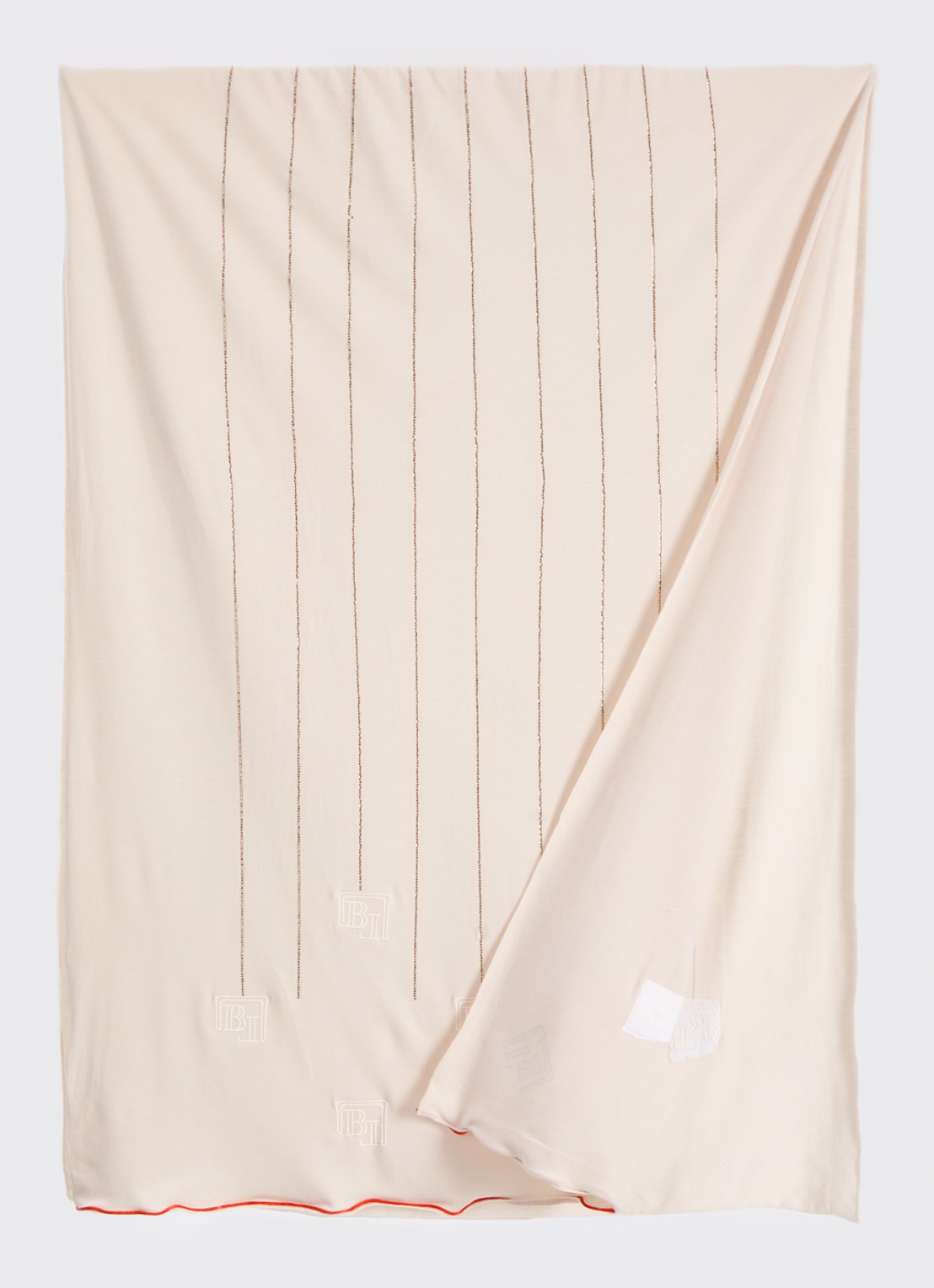 BYLIMA Ricamo sjaal met strass 200 x 75 cm - detail creme