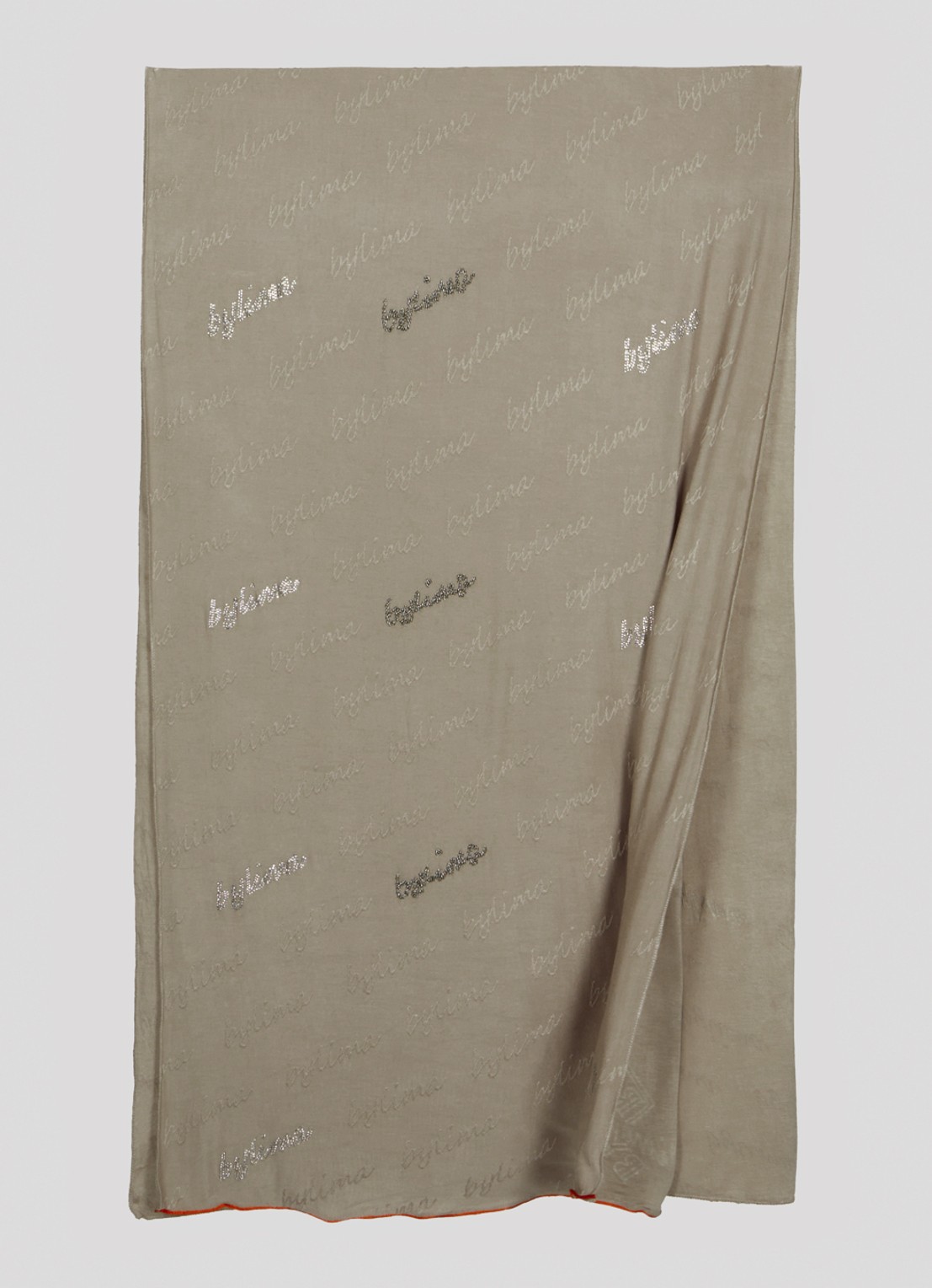 BYLIMA Signature sjaal 200 x 75 cm - detail 3 khaki