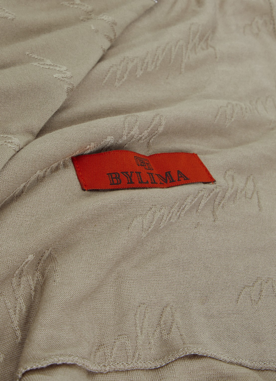 BYLIMA Signature sjaal 200 x 75 cm - detail 4 khaki