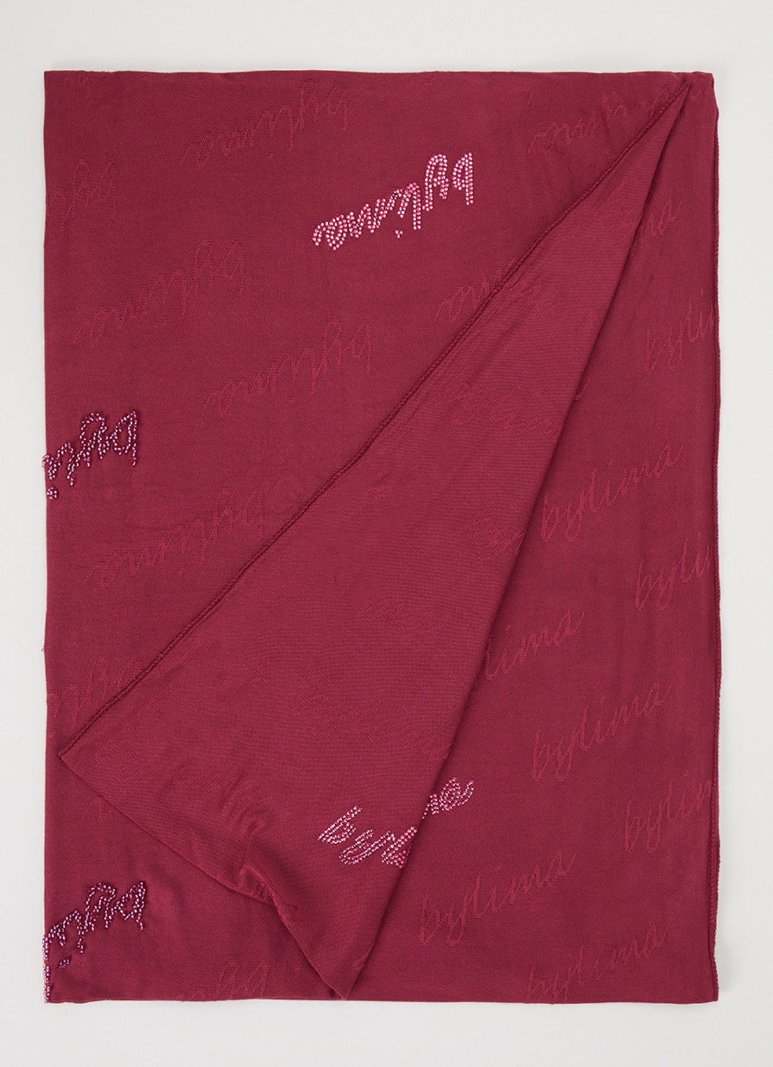 BYLIMA Signature sjaal 200 x 75 cm - voorkant cranberryrood