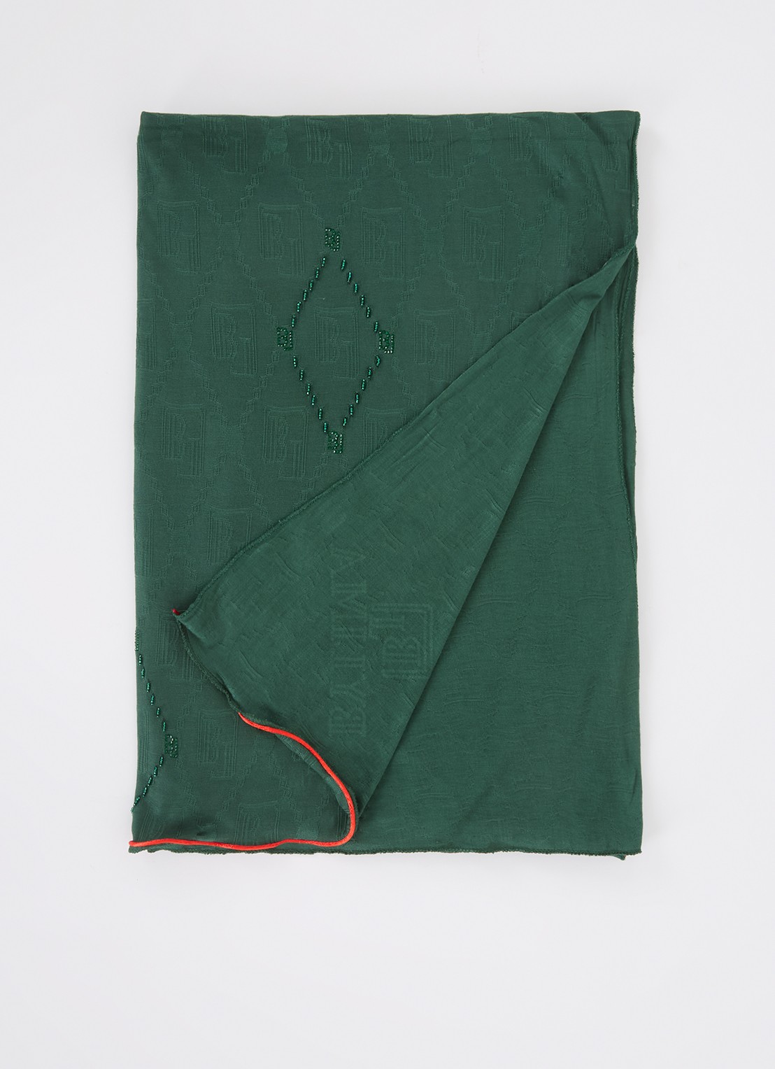 BYLIMA Sjaal met kralendecoratie 200 x 75 cm - voorkant groen