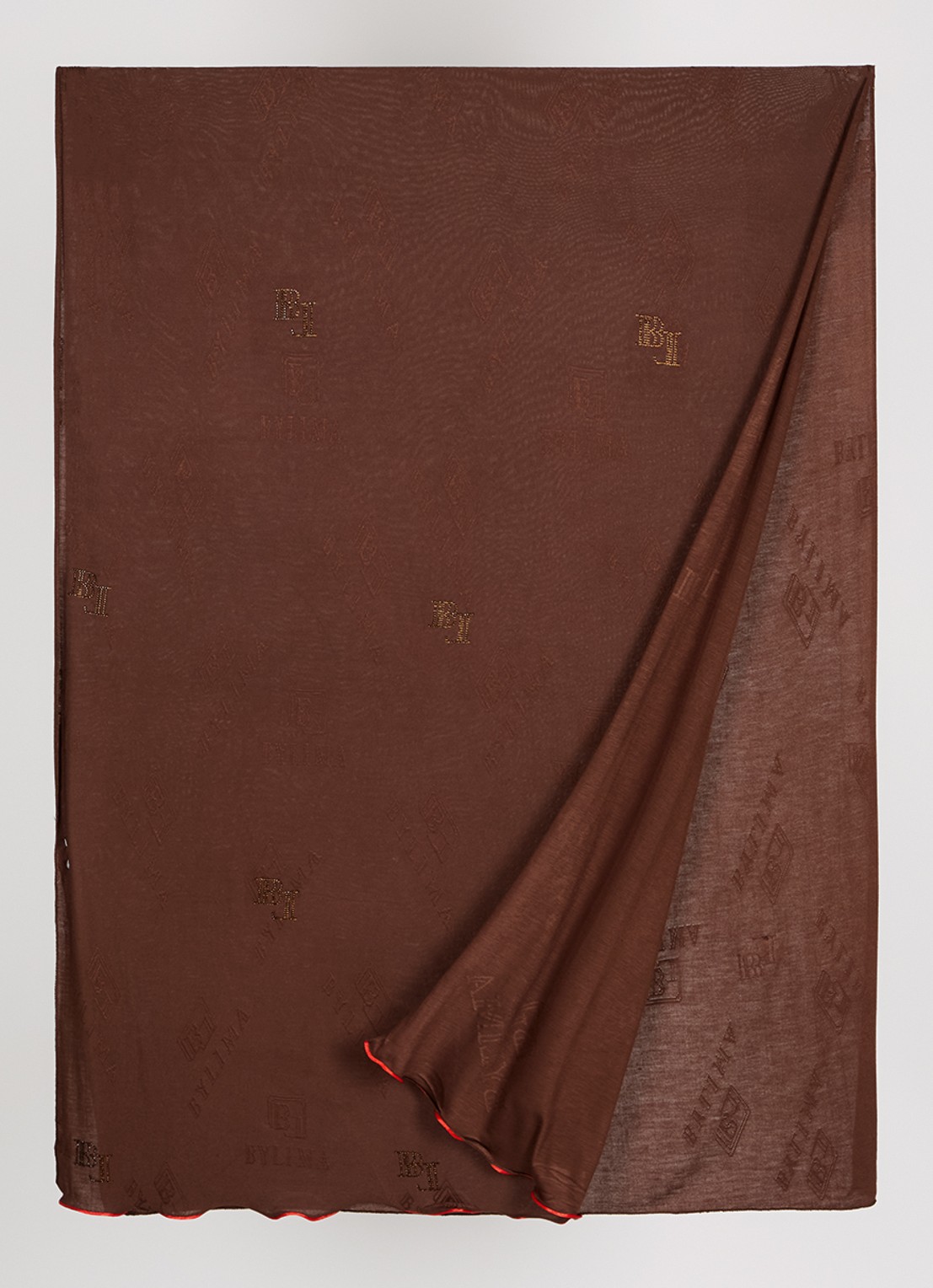 BYLIMA Stamp sjaal met strass 190 x 70 cm - detail 4 bruin