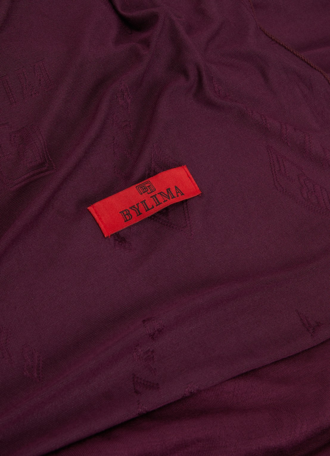 BYLIMA Stamp sjaal met strass 190 x 70 cm - detail 4 aubergine