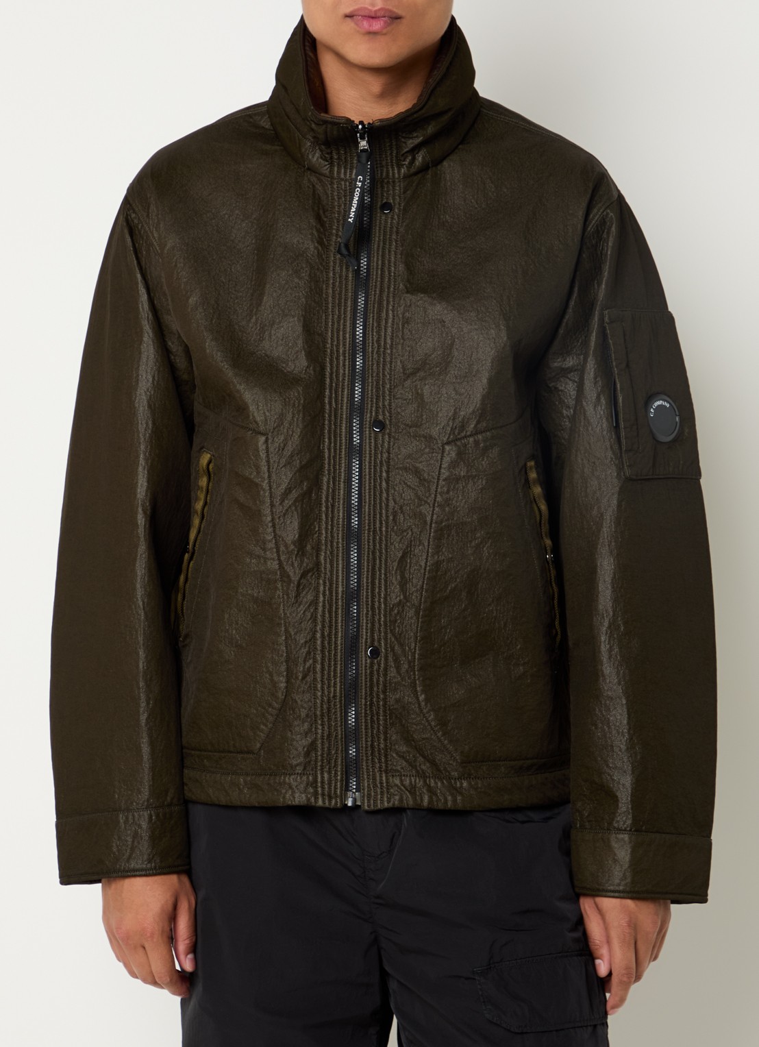 C.P. Company Bi-Face reversible jack met steekzakken - detail groen