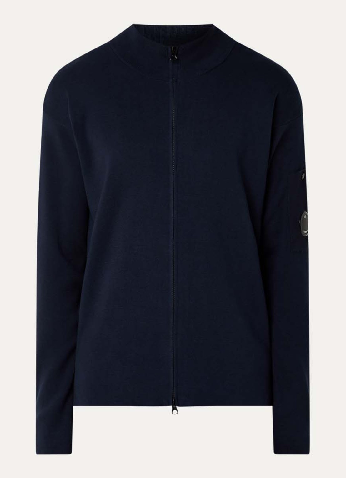 C.P. Company Fijngebreid vest met opstaande kraag - voorkant 3 donkerblauw