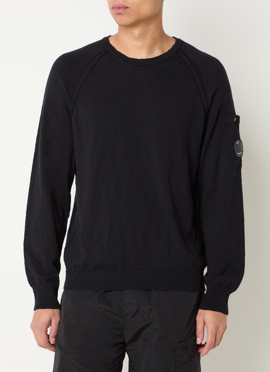 C.P. Company Fijngebreide pullover met logo - detail 4 zwart