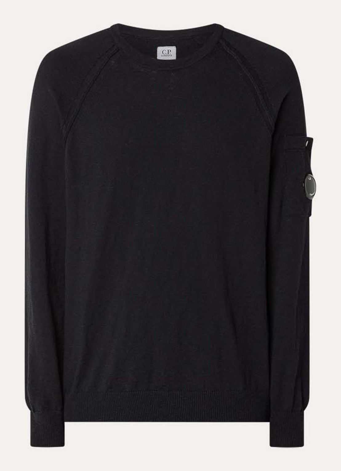 C.P. Company Fijngebreide pullover met logo - voorkant 2 zwart