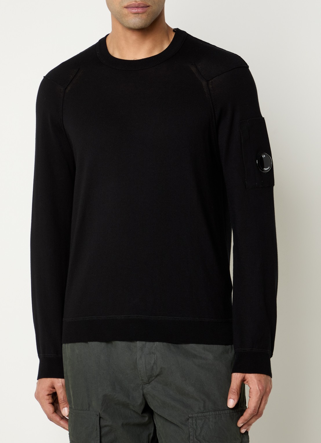 C.P. Company Fijngebreide pullover met ronde hals - detail 4 zwart