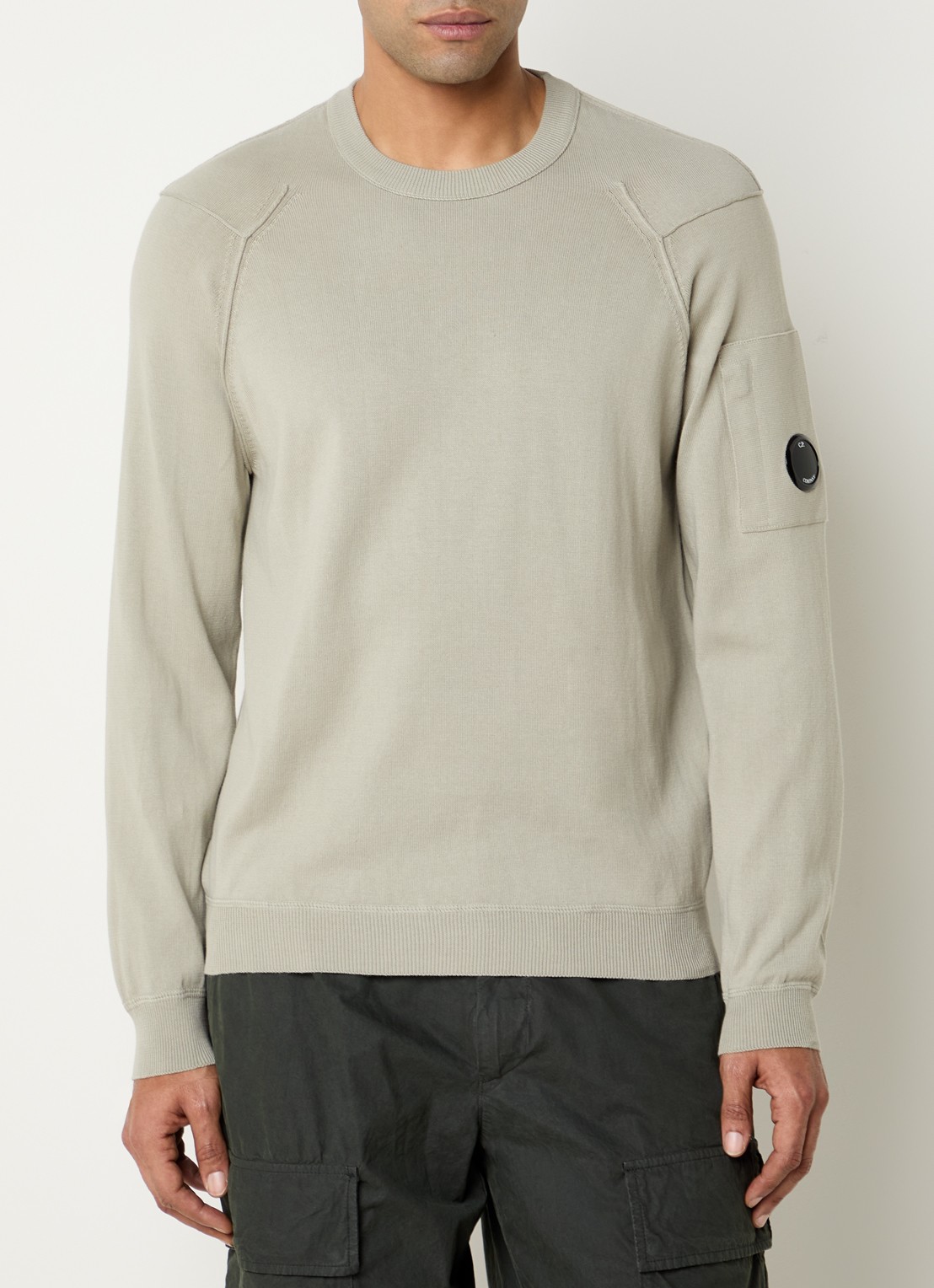 C.P. Company Fijngebreide pullover met ronde hals - detail 4 lindegroen
