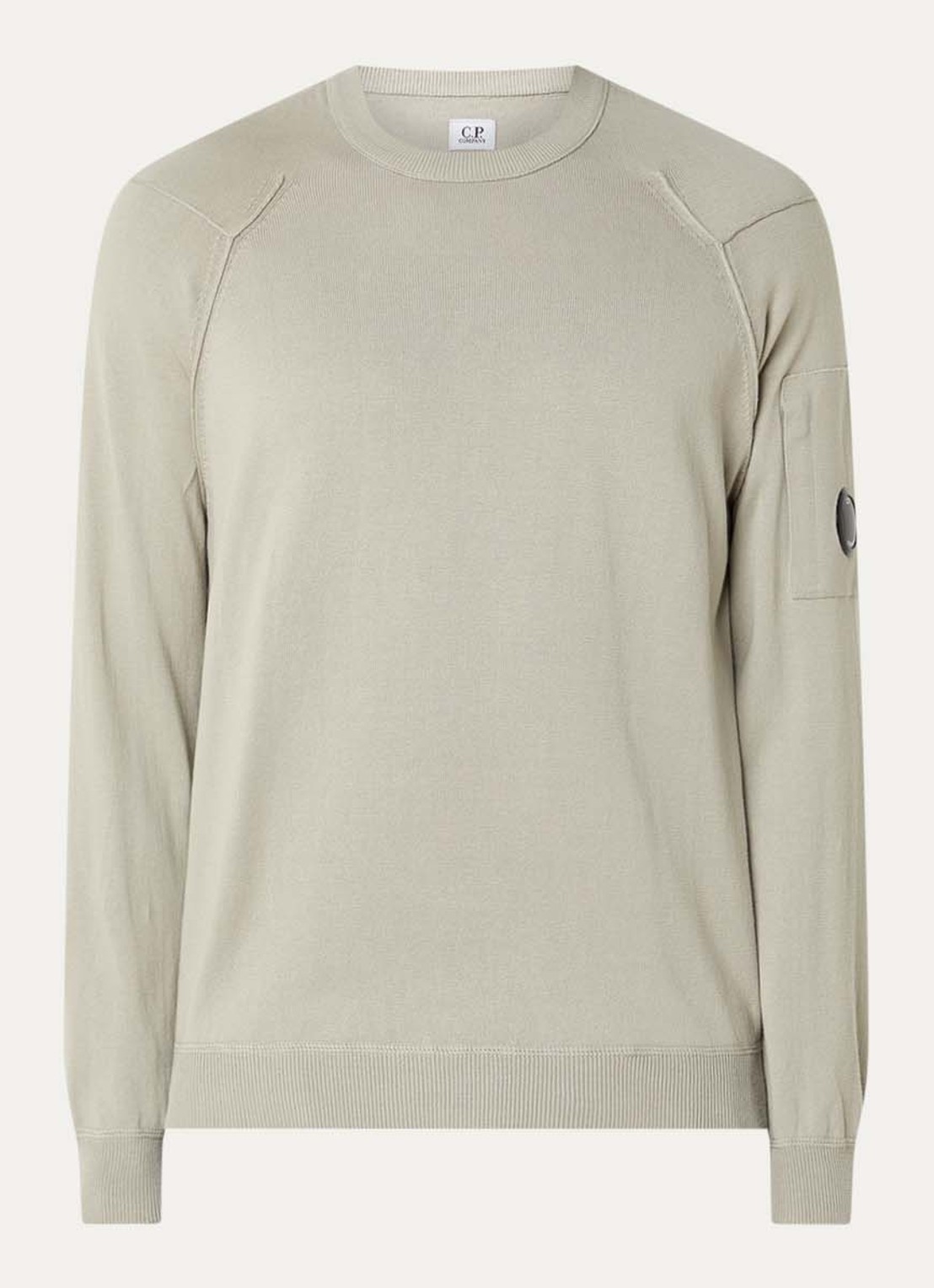 C.P. Company Fijngebreide pullover met ronde hals - voorkant 2 lindegroen