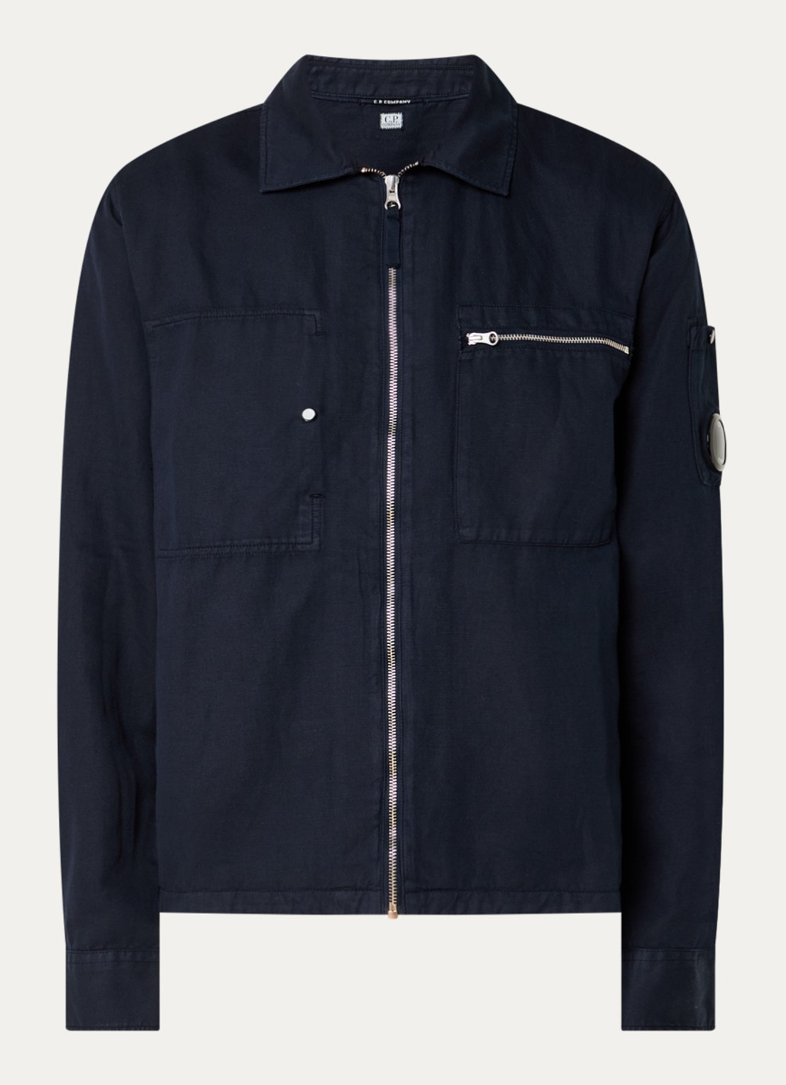 C.P. Company Jack in linnenblend met steekzakken - voorkant donkerblauw