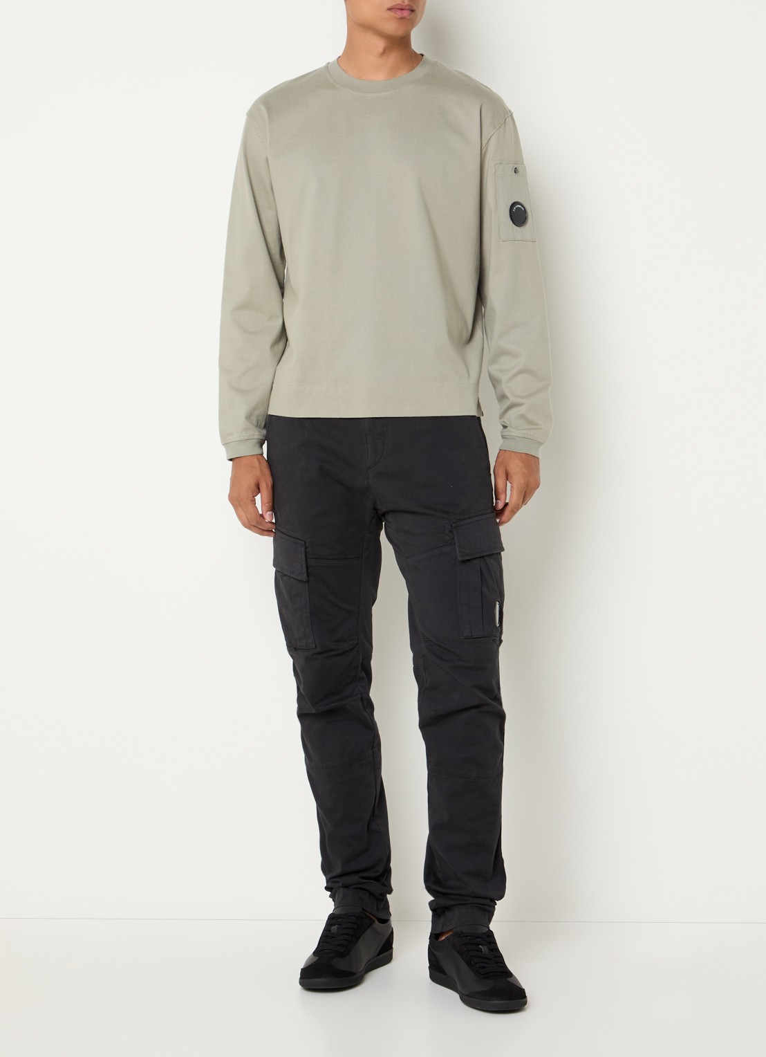 C.P. Company Longsleeve met logo - voorkant 3 khaki