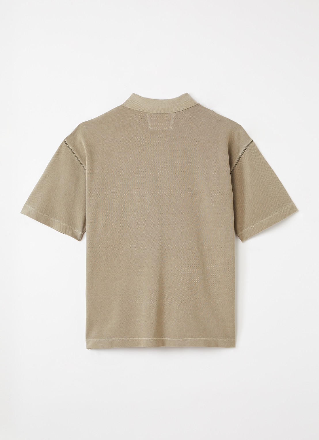 C.P. Company Polo van piqué katoen met logoborduring - voorkant 2 khaki