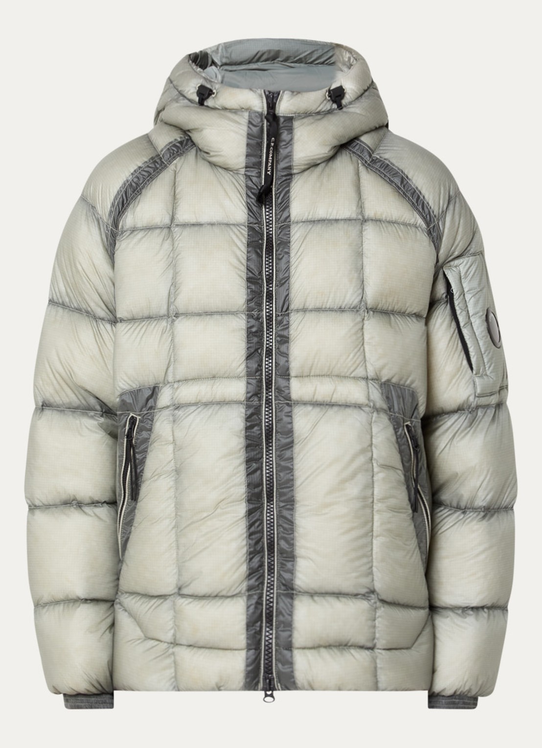 C.P. Company Puffer jack met ritszakken en capuchon - voorkant 3 lindegroen