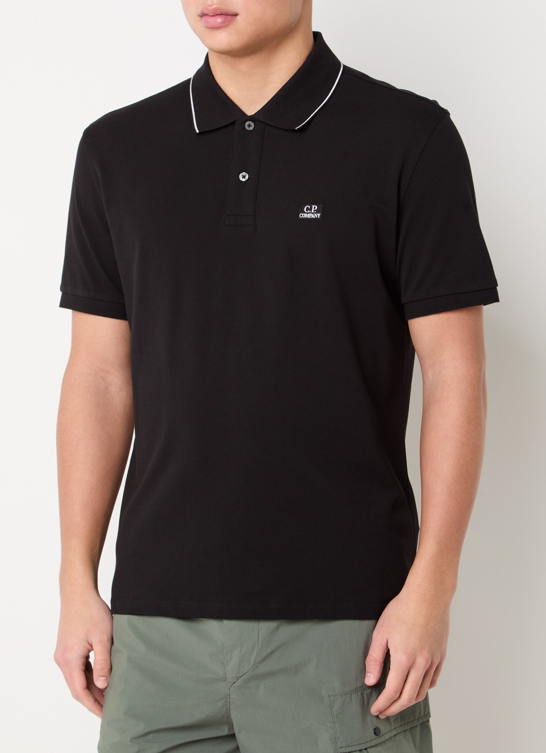 C.P. Company Regular fit polo met logo - detail zwart