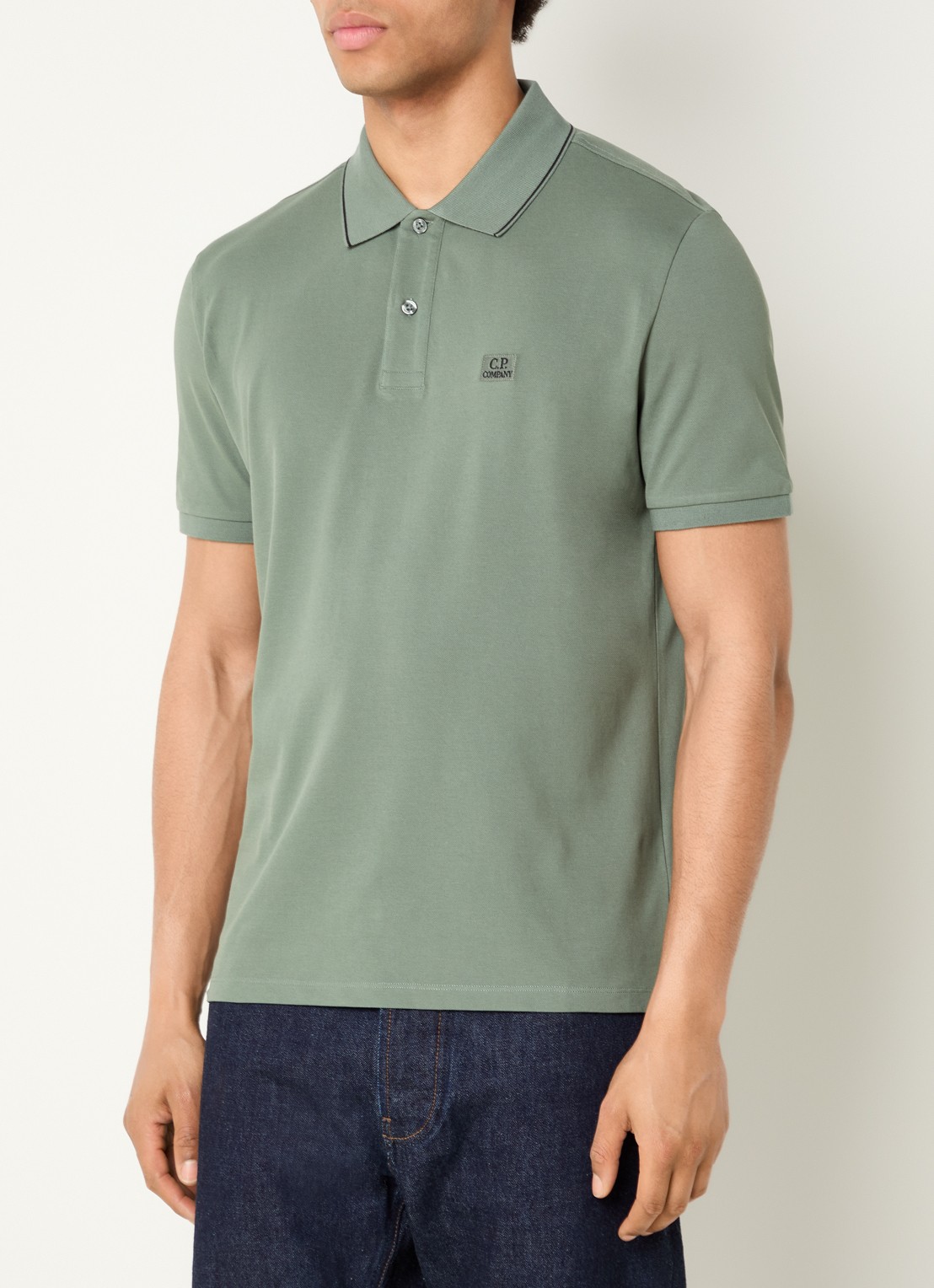 C.P. Company Regular fit polo met logo - detail 2 olijfgroen