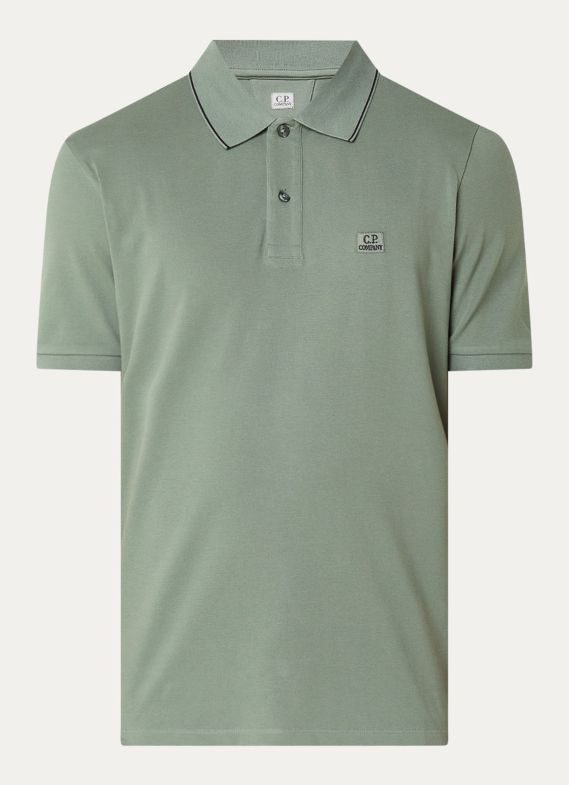 C.P. Company Regular fit polo met logo - voorkant 3 olijfgroen