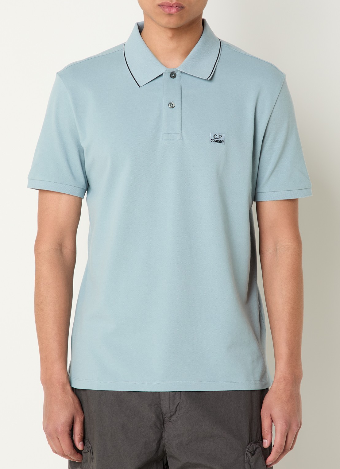 C.P. Company Regular fit polo met logo - detail blauwgrijs