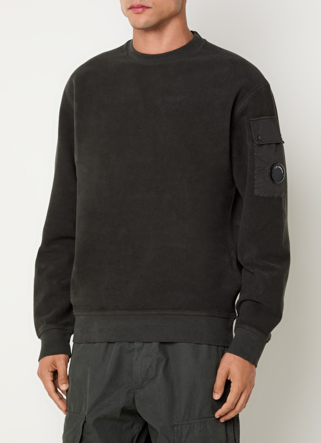 C.P. Company Sweater met logo - detail 4 bronsgroen