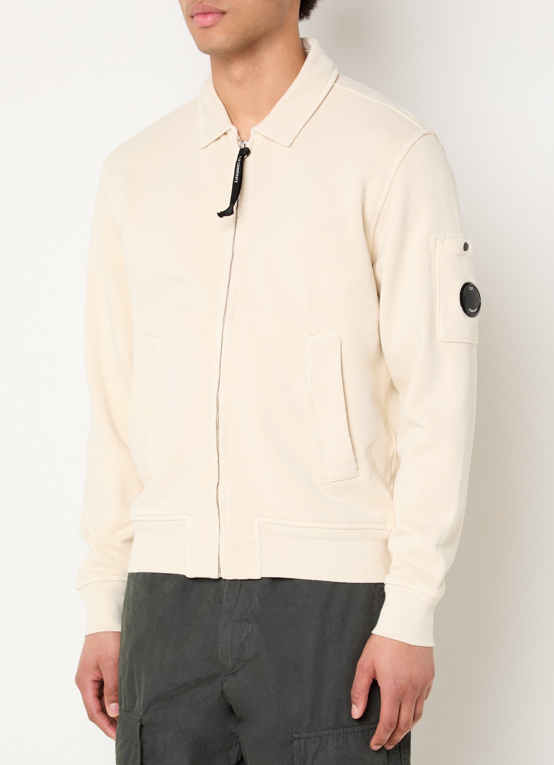 C.P. Company Sweatvest met kraag - detail 4 creme