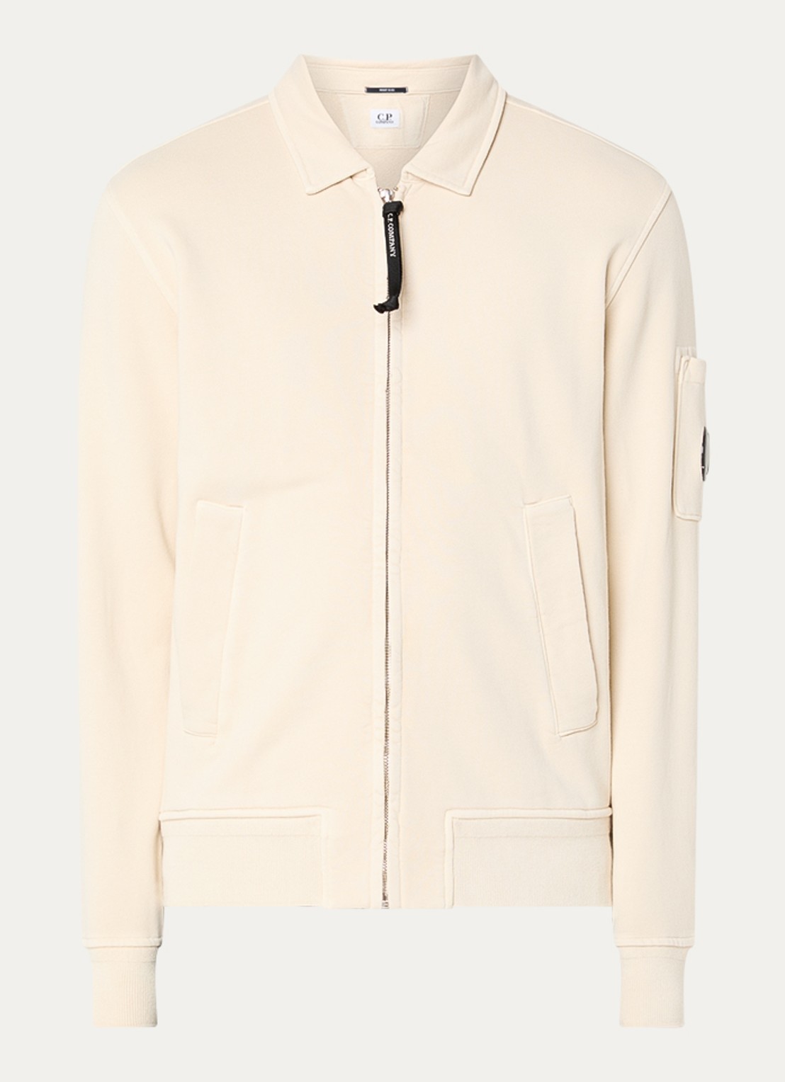 C.P. Company Sweatvest met kraag - voorkant creme
