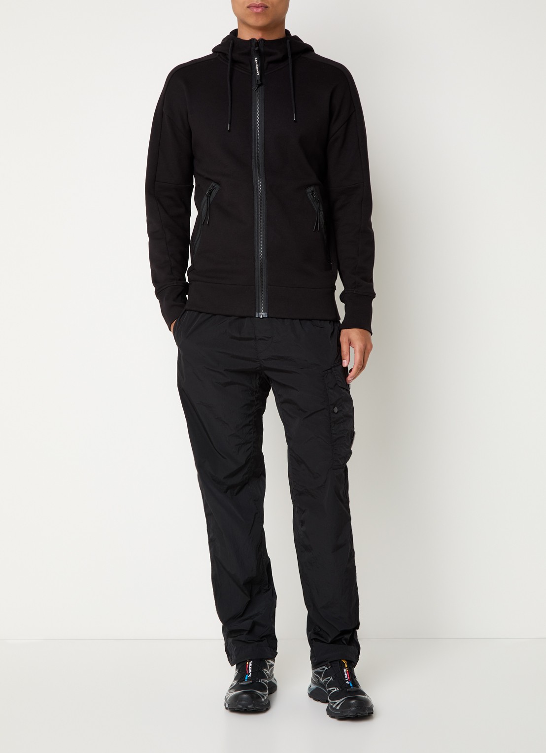 C.P. Company Sweatvest met ritszakken - voorkant 2 zwart