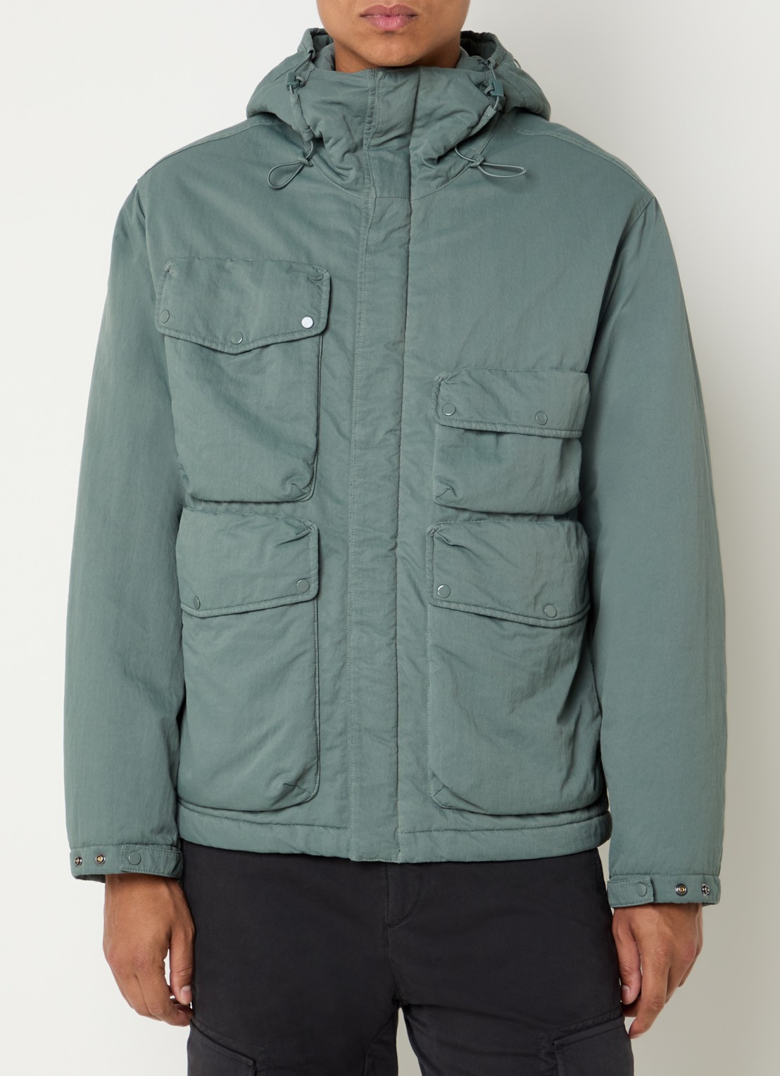 C.P. Company T-Flatt parka met klepzakken - detail zeegroen