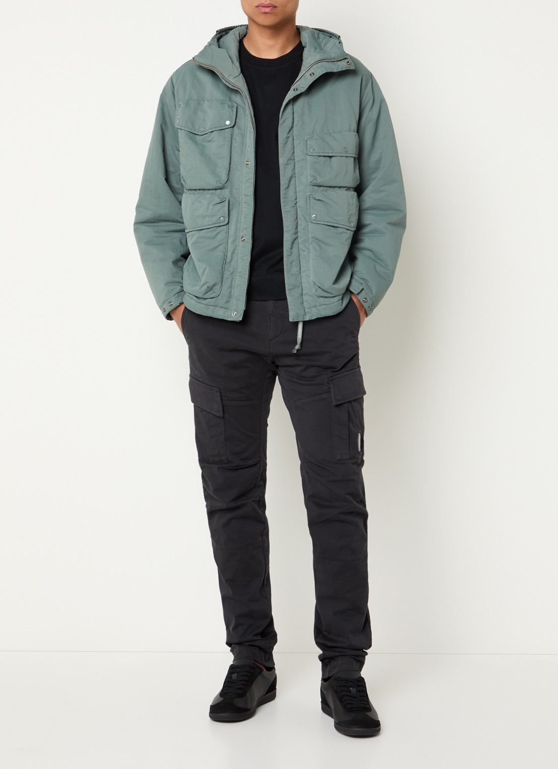 C.P. Company T-Flatt parka met klepzakken - voorkant 3 zeegroen
