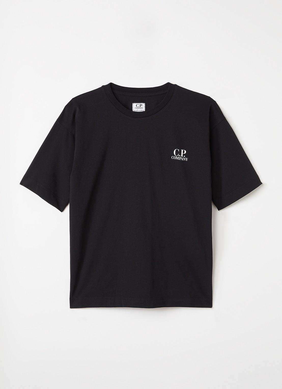 C.P. Company T-shirt met logo- en backprint - voorkant zwart