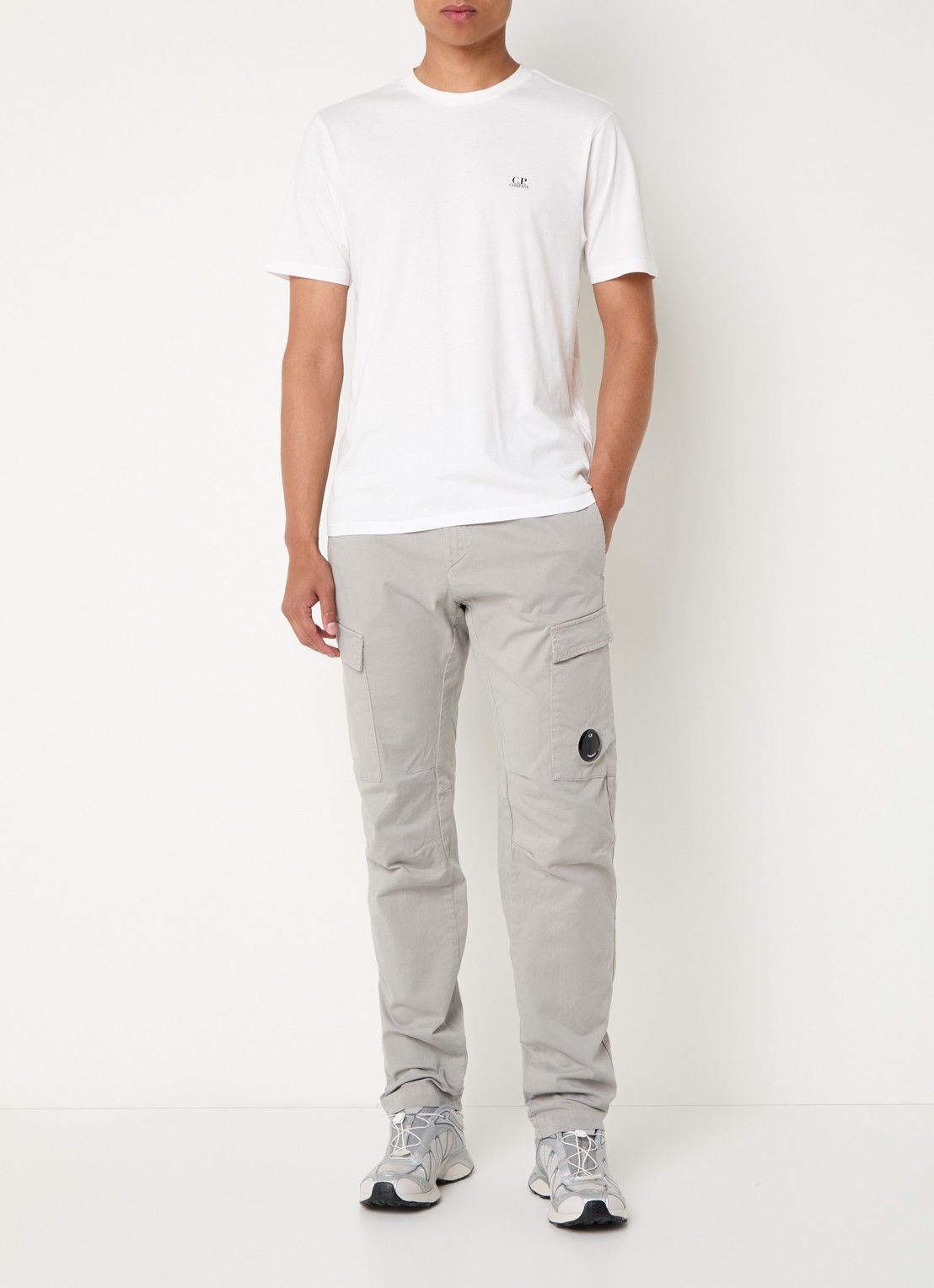 C.P. Company T-shirt met logo- en backprint - voorkant 3 wit