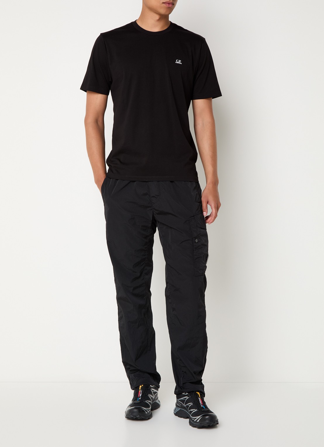 C.P. Company T-shirt met logo- en backprint - voorkant 2 zwart
