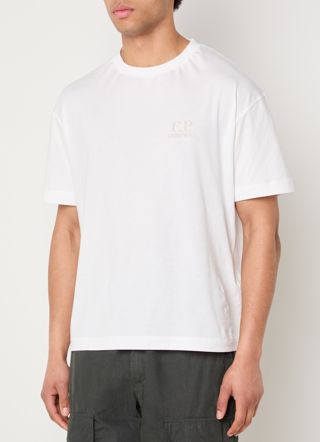 C.P. Company T-shirt met logo- en backprint - achterkant 3 wit