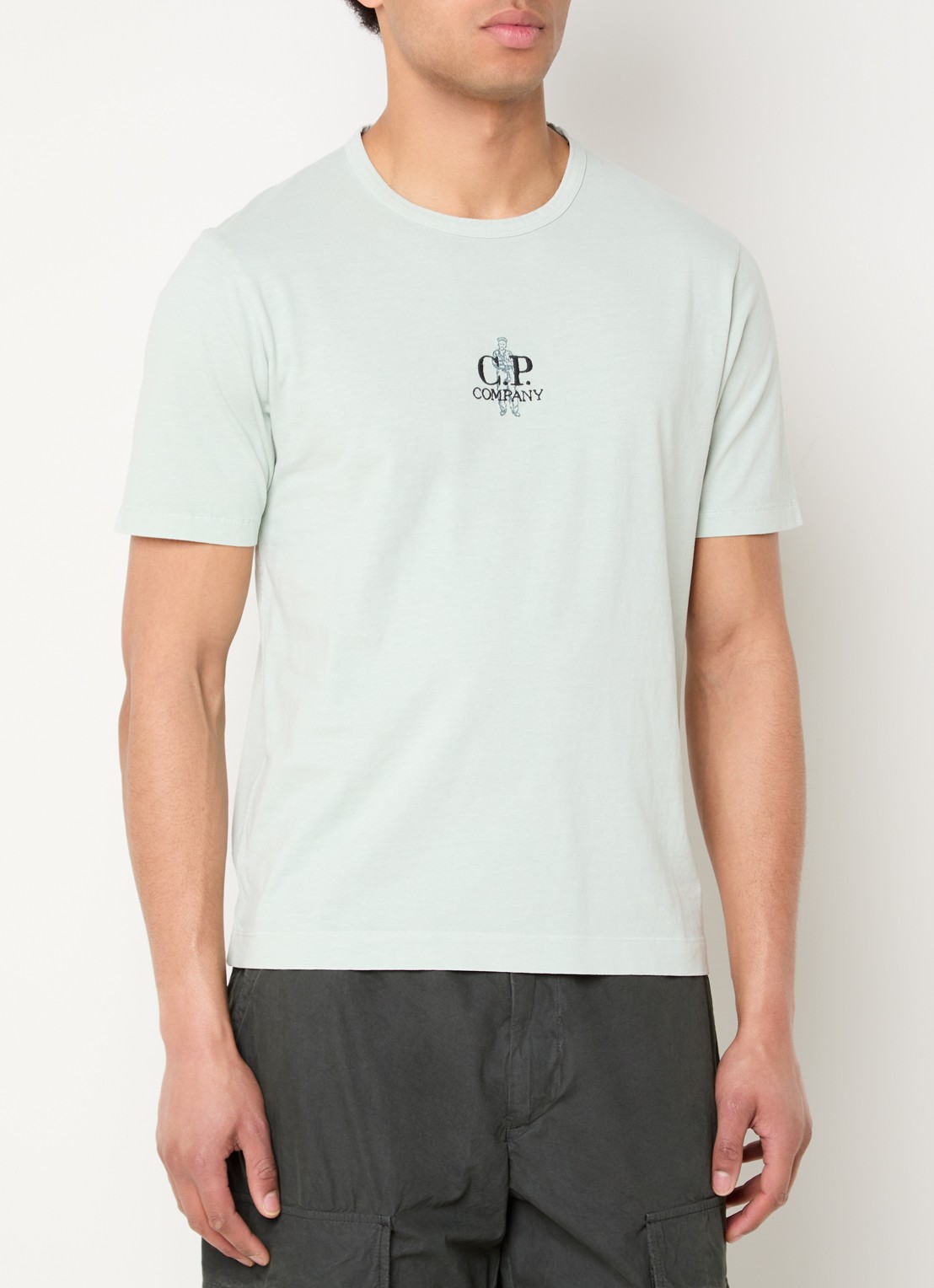 C.P. Company T-shirt met logo- en backprint - achterkant lindegroen