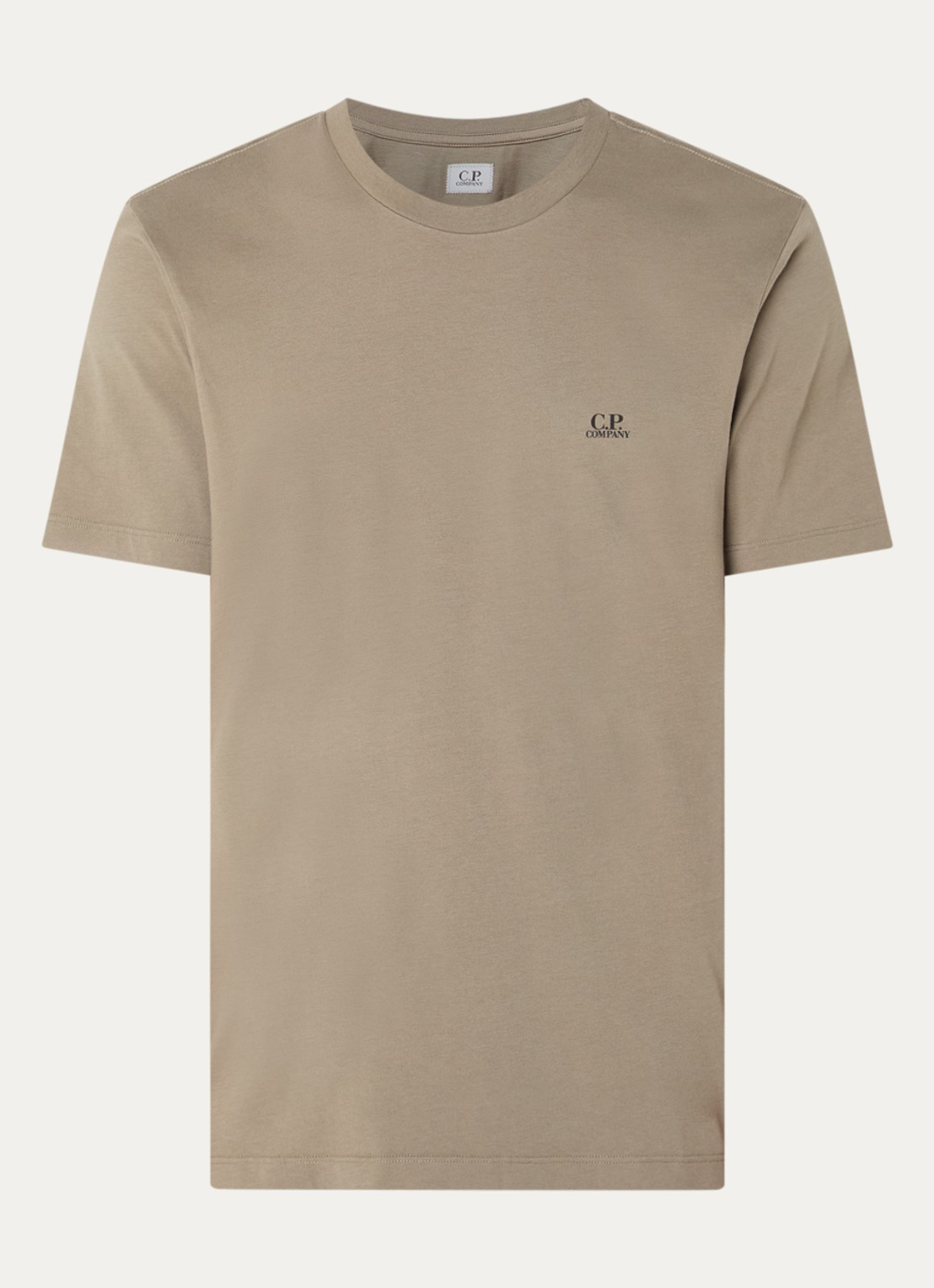 C.P. Company T-shirt met logo- en backprint - voorkant 3 olijfgroen