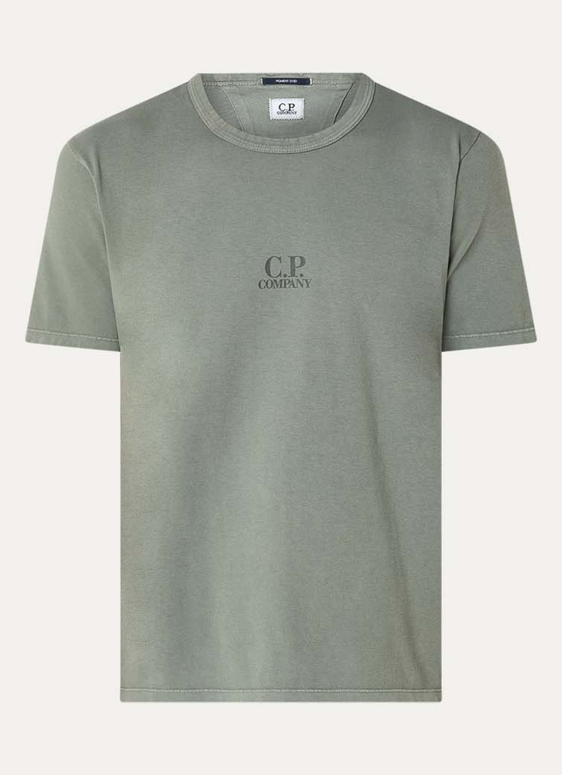 C.P. Company T-shirt met logo en verwassen afwerking - voorkant 3 olijfgroen