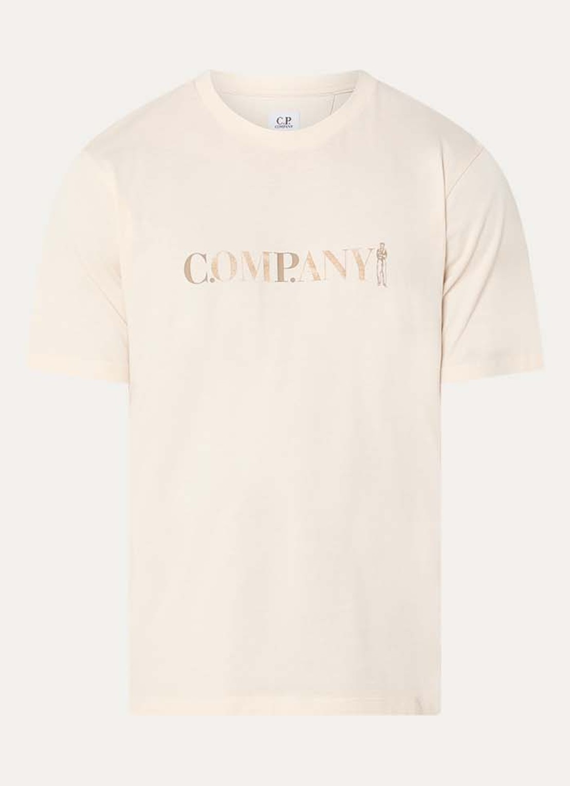 C.P. Company T-shirt met logoprint - voorkant 2 creme