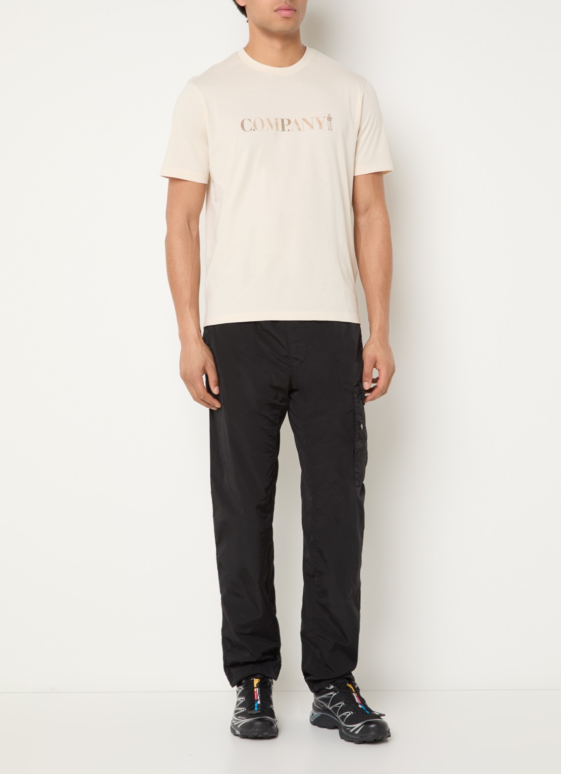 C.P. Company T-shirt met logoprint - voorkant 3 creme
