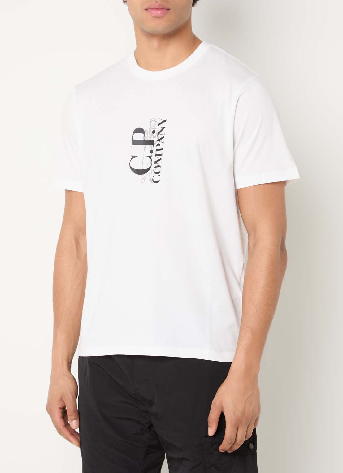 C.P. Company T-shirt met logoprint - detail wit