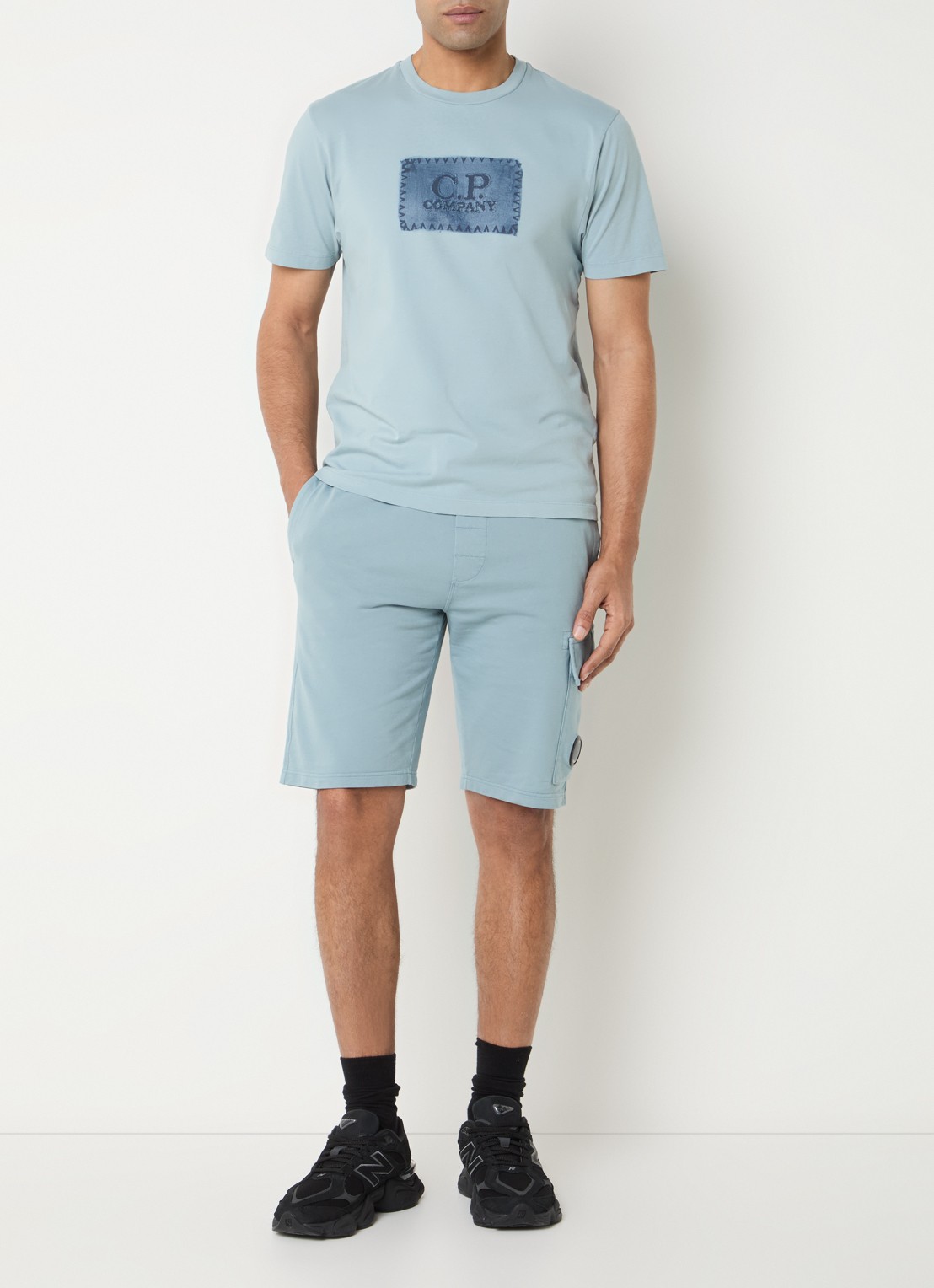 C.P. Company T-shirt met logoprint - voorkant 3 blauwgrijs