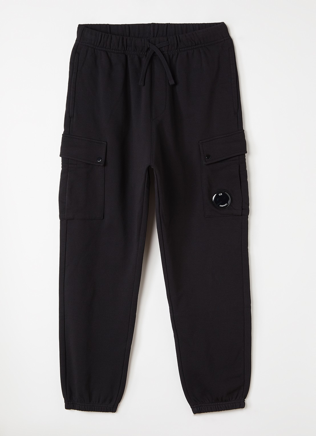 C.P. Company Tapered fit cargobroek met klepzakken - voorkant zwart