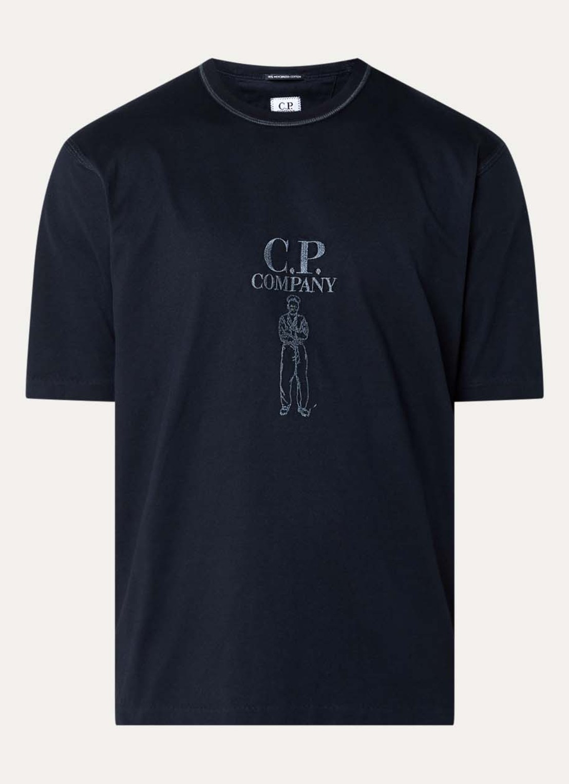 C.P. Company Twisted T-shirt met logoborduring - voorkant 2 donkerblauw