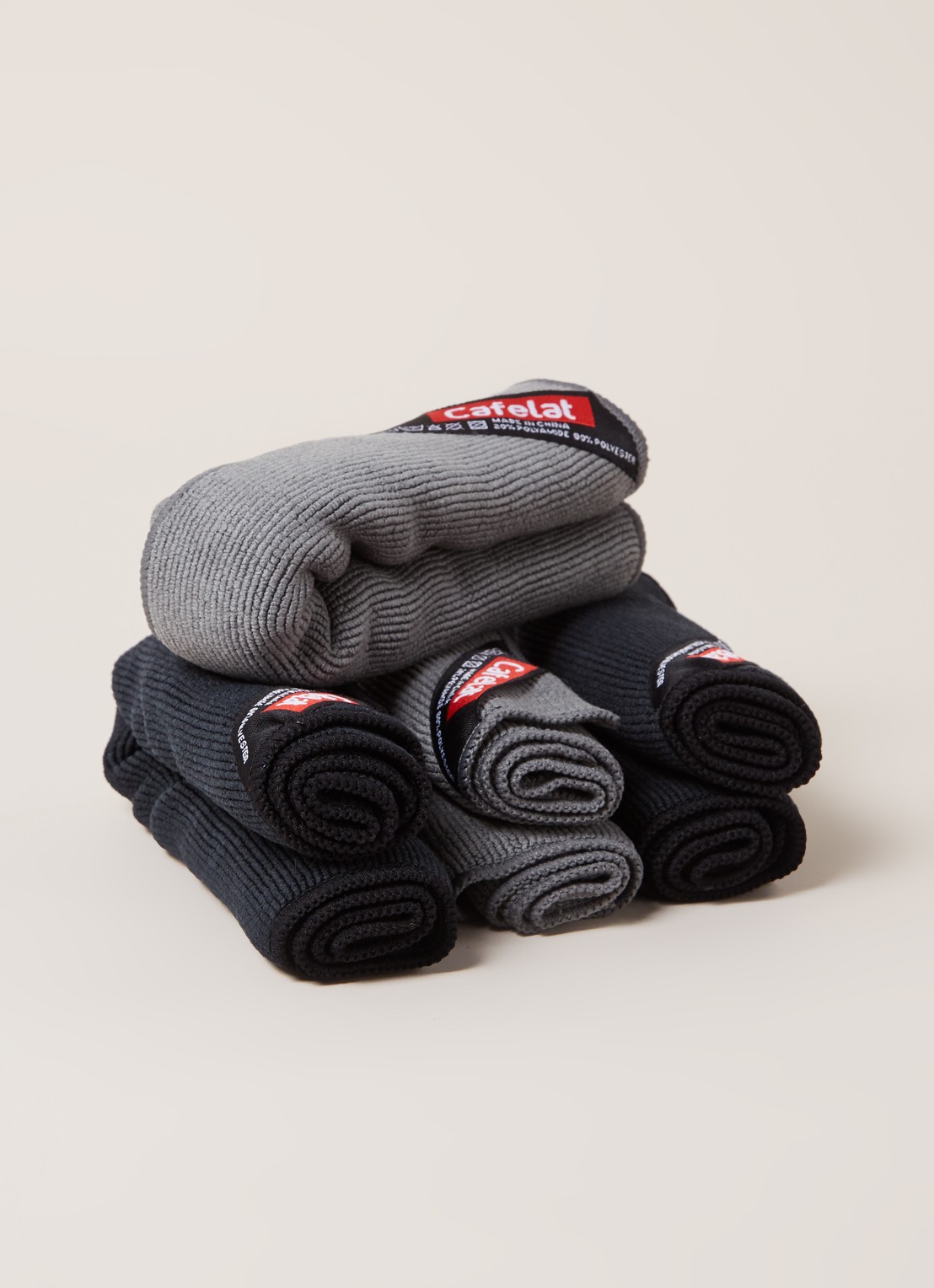 Cafelat Microvezeldoek set van 4 - voorkant 2 grijs
